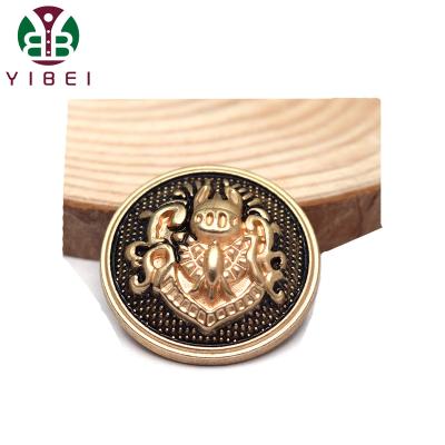 China New Design 2019 Durable Protruding Gun Texture Gold Black Vintage Style Zink Alloy Metal Buttons For Overcoat for sale