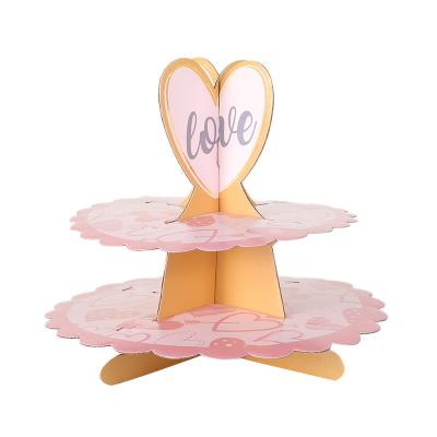 China Factory Direct Sale Cheap Disposable Paper Cake Stands Decorative Folding Plate Party Cake Stand for sale