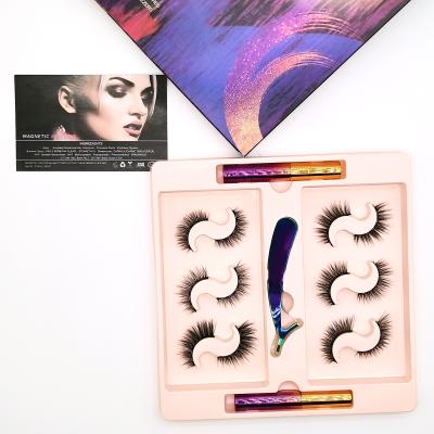 China Ansta's Long Natural Magnetic False Mink Eyelash Set with Eyeliner Tools and Private Label for sale