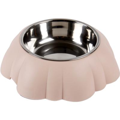 China Sustainable Easy To Clean Petal Shape Non-Slip Dog Food Bowl Stainless Steel Wholesale for sale