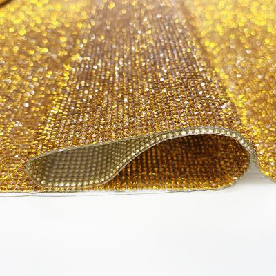 China Hot Fix Crystal Topaz Rhinestone Mesh Sheet Flatback 2mm Fix Fancy Heat Trimming For Fabric for sale