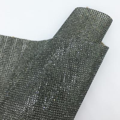 China Flatback 2021 Best Quality Heat Transfer Black Diamond Crystal Rhinestone Mesh Trimming For DIY for sale