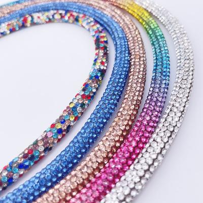 China Hot Sale 6mm Rhinestone Diamond Colorful Rope Trim Crystal Flatback Rope For Hoodie for sale