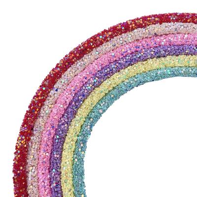 China Wholesale Pointback Candy Color Glitter Sequin Rope Tie String 6mm Resin Rhinestones Tube Rope for sale