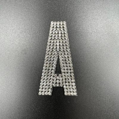 China Flatback A-Z Factory Price Custom Alphabet Letters Rhinestones Hot Iron On Patches For DIY for sale