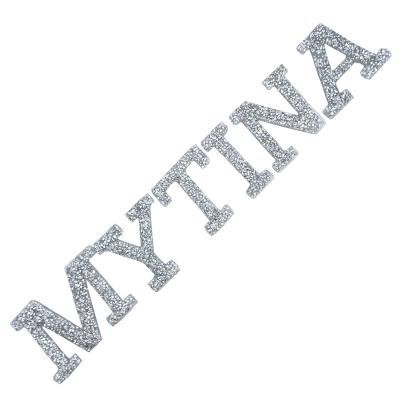 China Resin Crystal Rhinestone Alphabet Letter Pointback Hot-fix Motif Patches Iron On Heat Transfer Applique For Apparel for sale