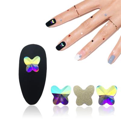 China Best Selling Good Quality Flatback Butterfly Shaped Non Hotfix Flatback Nail Crystals Rhinestones for sale