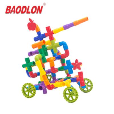 China ABS plastic toy educational construction pipeline building block for kid for sale