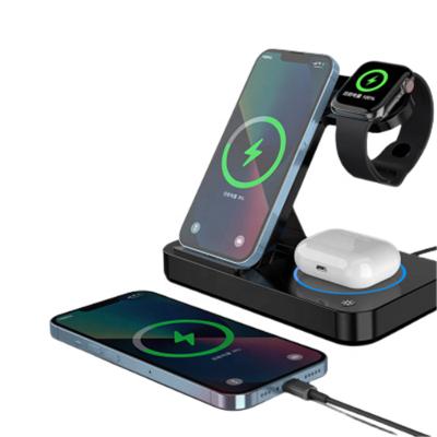 China 2022 New Product Cell Phone Qi Wireless Charger 15W Fast Charging 3 in 1 Wireless Charger for iPhone 13 14 pro for Airpods for Apple Watch for sale