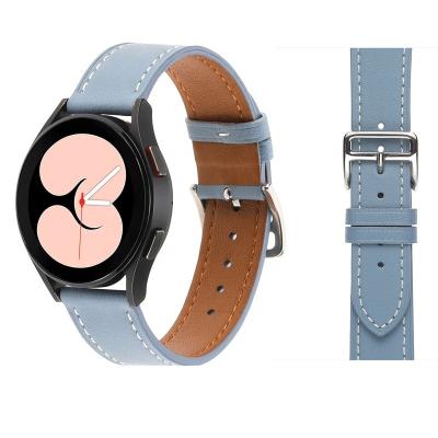 China 20mm 22mm Genuine Leather Watch Band Leather Strap For Samsung Galaxy Watch 4 /Watch4 Replacement Classic Wrist Strap Stylish Strap for sale