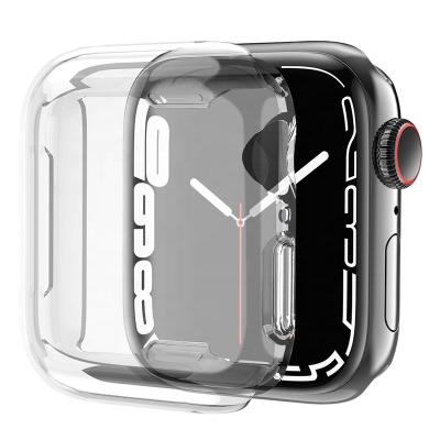 China Cool Popular Clear Full Cover TPU Screen Protector For Apple Watch Series 7 6 5 4 Se 41MM 45MM Screen For Iwatch for sale