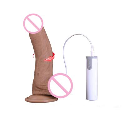 China Remote Control Vibrating Swing 18*3.5CM Rotating Head Dildo 6 Speeds for sale