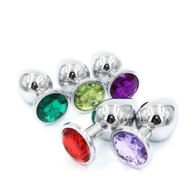 China Removable 3 Size Stainless Steel Butt Plug Crystal Anal Plug 3Pcs/Set for sale