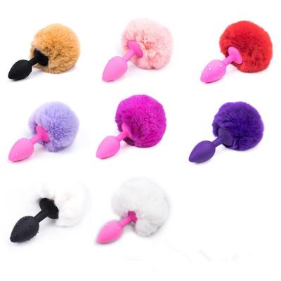 China Multicolor Silicone Butt Rabbit Bunny Tail Toy / Anal Sex Toys for sale