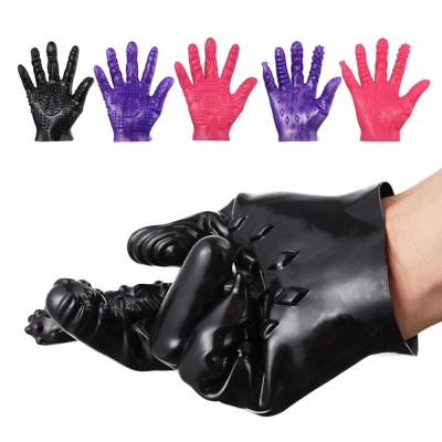 China Female Masturbation Silicone Lesbian Sex Gloves Magic Palm Hand  ROHS Approval for sale