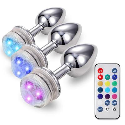 China LED Light Remote Control IP68 Anal Sex Toys Tail Anal Plug For Women Men for sale