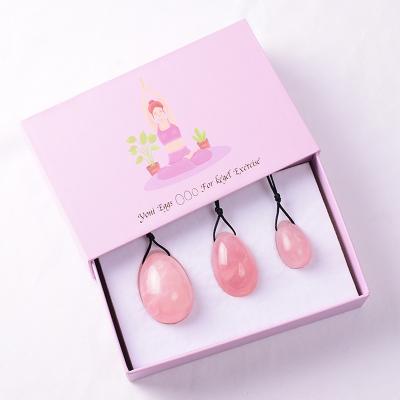 China Rose Quartz Yoni Egg Set Womens Sex Toys Natural Stone Crystal Yoni Wand Kegel Ball for sale