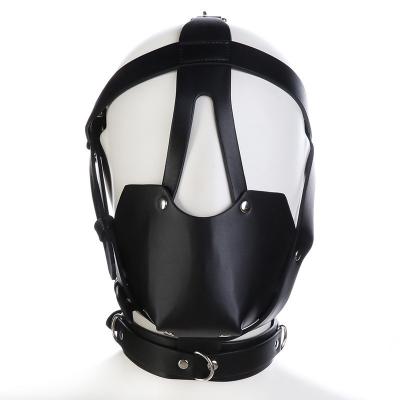 China PU BDSM Sex Fetish Bondage Harness Gag Gay Mouth Mask With Ball for sale