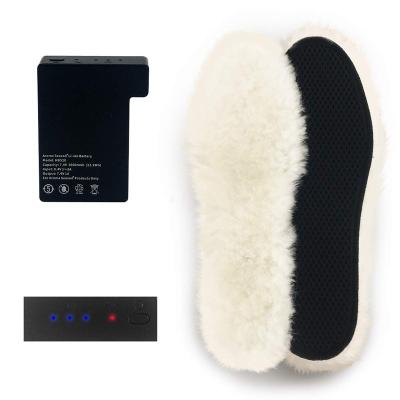 China Electric Ski Battery Heated Insoles With Wool Foot Warmer For Feet Cold Winter for sale