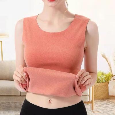 China Traceless/Elastic/Warm Thermal Vest Traceless Plush Thickened Suspender Bottoming Shirt Women's Cotton Underwear for sale