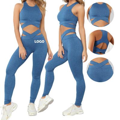 China 2PCS Women's Breathable Vest Pants Sports Suits Indoor Fitness Running Yoga Set for sale