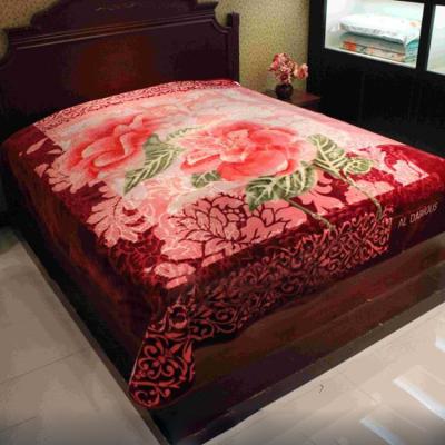 China Hot Sale Disposable Polyester Stock 100% Printed Plush Acrylic Floral Raschel Blanket 3 - 10 Kg for sale