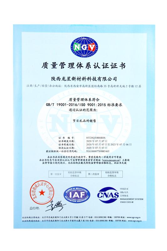 ISO9001 - Shaanxi Longstar New Material Technology Co., Ltd.