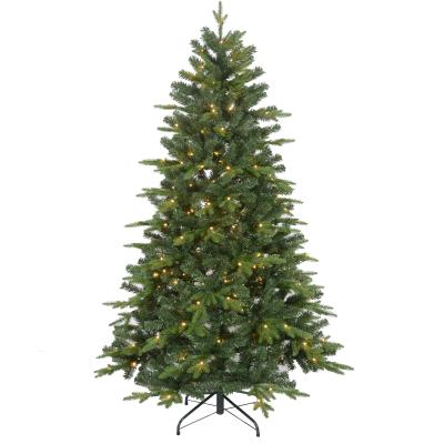 China Modern Light Green Mix PVC PE Tree LED Christmas Tree Hinged Christmas Decoration Artificial Christmas Tree for sale