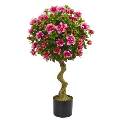 China Modern Indoor Outdoor Artificial Tree Azalea Artificial Topiary Tree Green Plant Artificial Flower Pot for sale