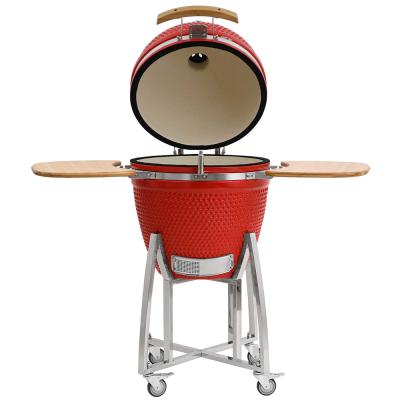 China Adjustable Height 21 Inch Barrel Egg Garden Used BBQ Charcoal Grill Machine Red Easily Cleaned Rotating BBQ Grill for sale