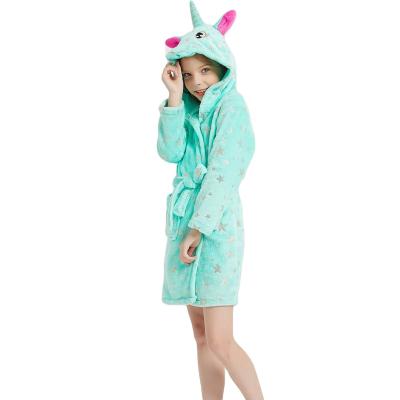 China Children's Unicorn Hooded Bathrobe Anti-pilling Fashion Kids Unicorn Party Costume Soft Robe Sleepwear for sale