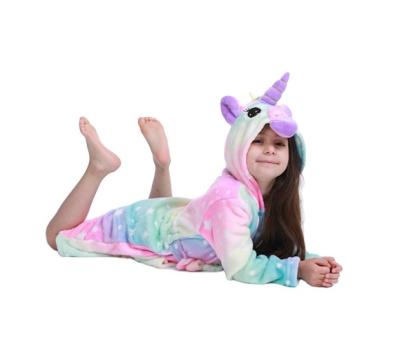 China Anti-pilling New Design Children's Pajamas Sleepwear Rainbow Animal Star Unicorn Girl Bathrobe for sale