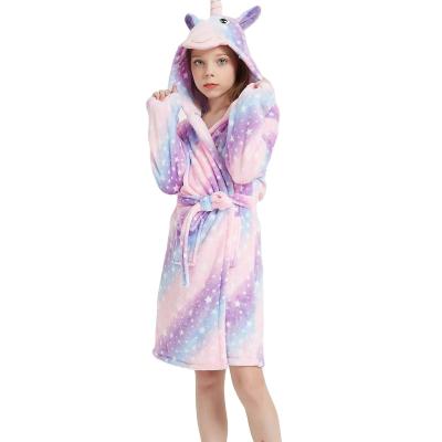 China Anti-pilling Flannel Hooded Children's Gow Dressing Gown Warm Sweetheart Robe Indoor Dressing Gown for sale