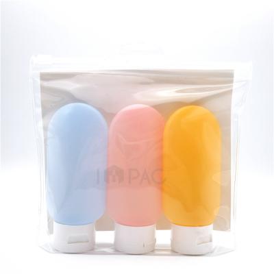 China Cute Popular Personal Care Silicone Lotion Squeeze Bottle Set 60ml With Unit Bag For Travel for sale