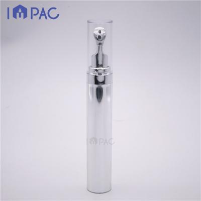 China Silver Shiny 20ml Personal Care Eyes Moisture Essence Airless Bottle With Massager for sale