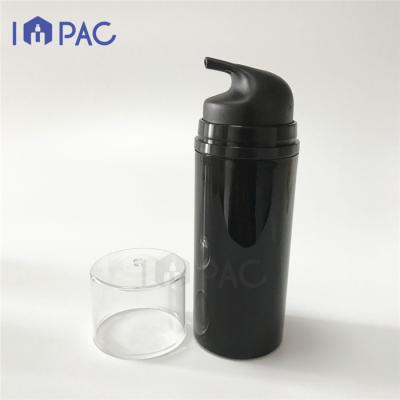 China Personal Care 4oz PP Empty Plastic Black Airless Pump Bottle For Man Face Cream for sale