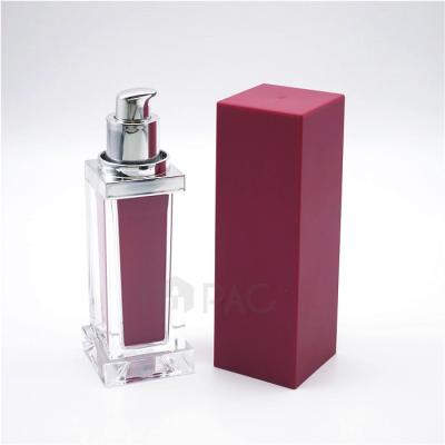 China Personal Care Double Wall Acrylic Plastic Square Lotion Bottle Luxury Packaging 30ml for sale