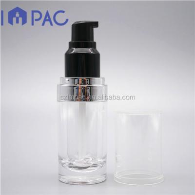 China Personal Care Double Wall Base Transparent Bottle With Black Dispenser 15ml for sale