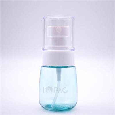 China Cosmetic Clear Blue Fancy Travel Plastic Refillable Portable Bottle With Mist Pump 30ml 1oz for sale