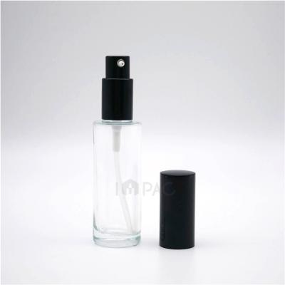 China Personal Care Beauty Clear Lotion Glass Bottle Container With Aluminum Cream Dispenser for sale