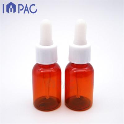 China Plastic Amber Empty Personal Care Cosmetic Serum Dropper Bottle 25ml For Essential Oil for sale