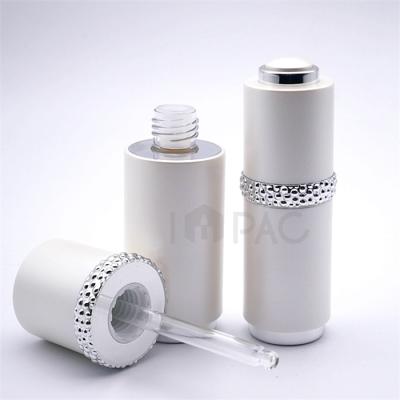 China White Plastic Cosmetic Luxury Pearl Pump Dropper Bottle With Labels 30ml for sale