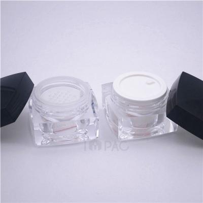 China Cosmetic Square Shape Luxury Loose Setting Powder Jar Container With Strainer for sale