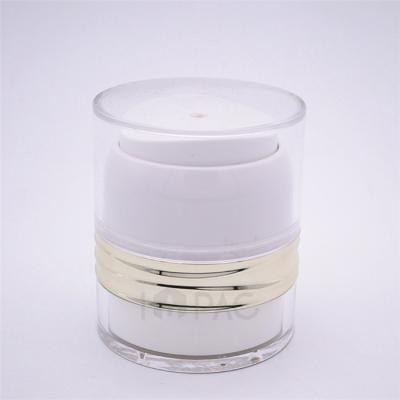 China Cosmetic white gold luxury acrylic bb cream plastic jar with pump airless sprayer 30ml for sale