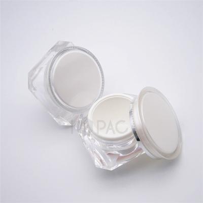 China Cosmetic luxury custom acrylic square empty eye cream jar with screw cap 15ml for sale