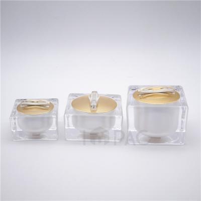 China Cosmetic Custom Gold Color Square Top Luxury Skin Care Jars For Eye Cream 15ml30ml50ml for sale