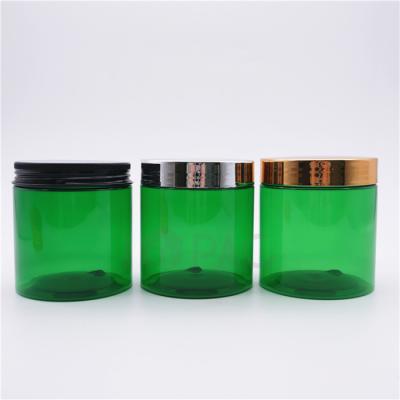 China Round Cosmetic Popular Plastic Cosmetic Green Skin Clean Mud Jar 8oz With Glossy Cap for sale