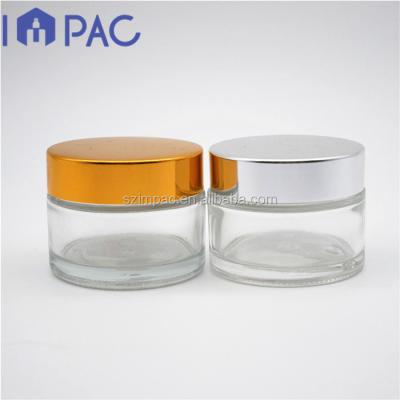 China Cosmetic Cosmetic Clear Glass Jar With Lid 50ml 50g For Storing Body Lotions for sale