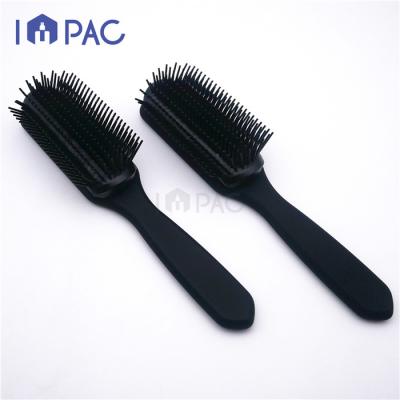 China Salon Denman Styling Fancy Soft Custom Printing Massage Black Plastic Hair Brush for sale