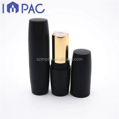 China Cosmetic Matte Black Round Empty Lipstick Container Case Tube For Beauty Makeup for sale